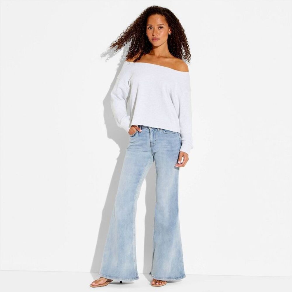 Off-Shoulder White Knit Top - Women's Casual Sweater
